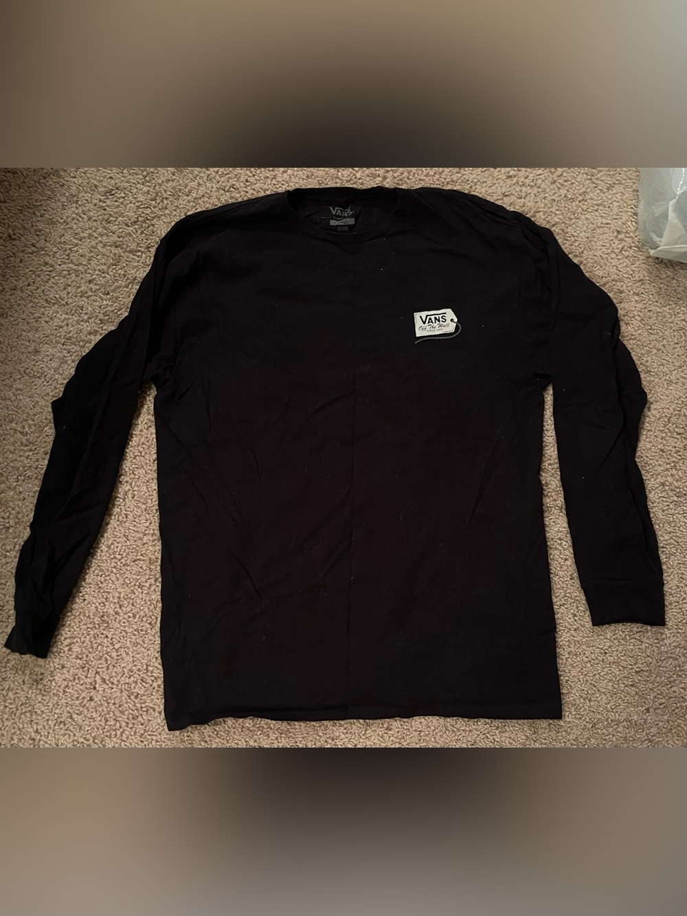 Vans Black Long Sleeve Tee with Small Chest Logo
